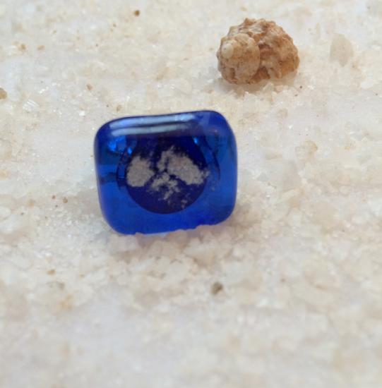 bague bleue marine et poudre argent