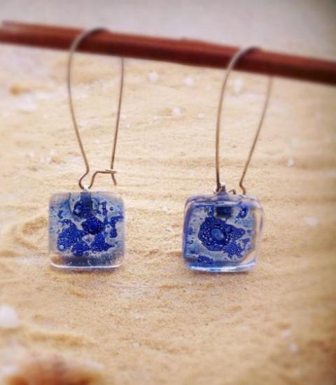 boucles oreilles dormeuses bleu outre mer