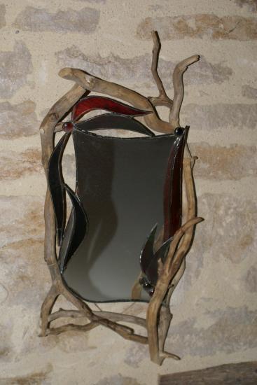 miroir dans bois flotté